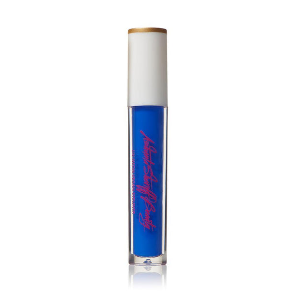 Ashunta Sheriff Beauty bright blue UV vegan paint liner in a clear tube with a white cap and red logo.