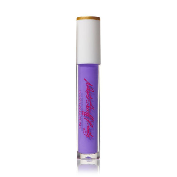 Ashunta Sheriff Beauty UV vegan paint liner in a vibrant purple shade with a white cap and clear tube packaging.