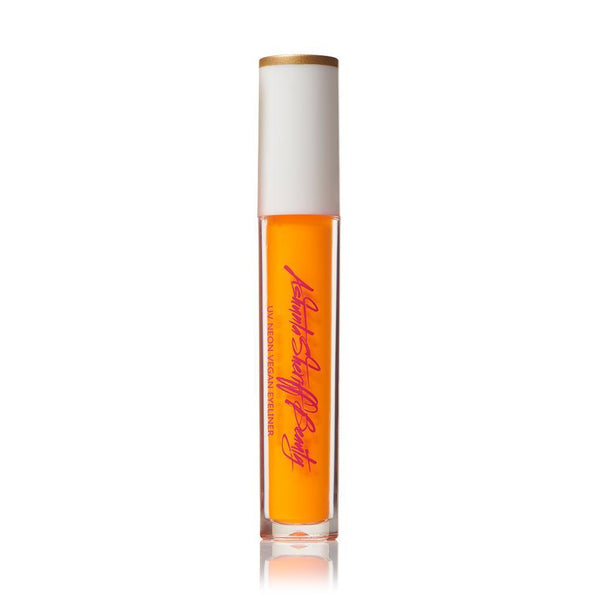 Ashunta Sheriff Beauty bright orange UV vegan paint liner in a clear tube with a white cap and gold trim.