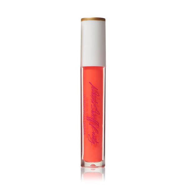 Bright orange Ashunta Sheriff Beauty UV vegan paint liner in a clear tube with a white cap and gold trim.