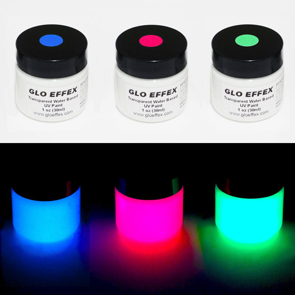 Invisible Transparent Water Based UV Reactive Paint - 1 oz-GLO Effex