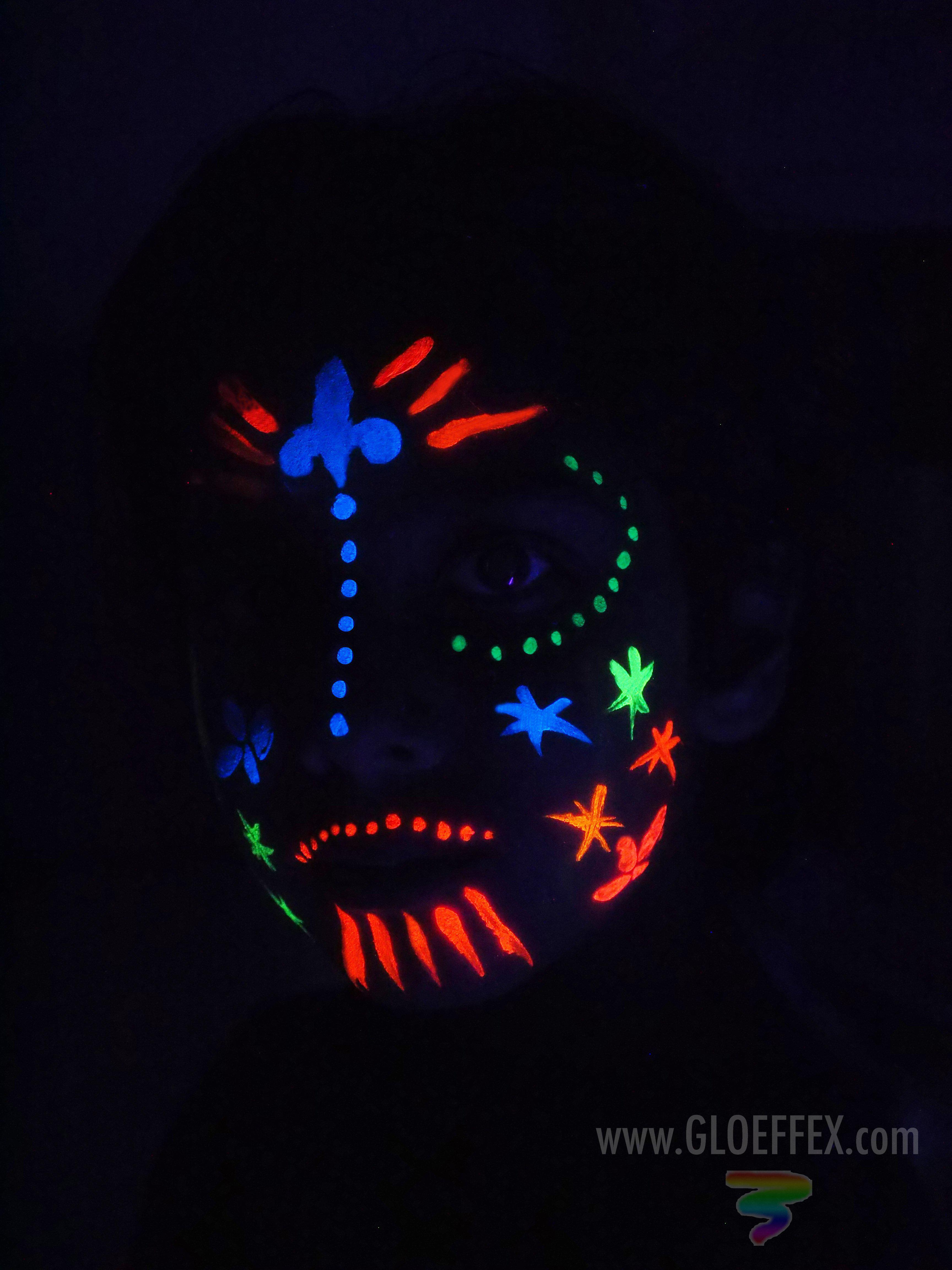 thumbnail interactive-video image 1 of Liquid Latex Fluorescent White Face & Body Paint – 16 Oz, Glows Under Blacklight, Halloween FX 1 of 5