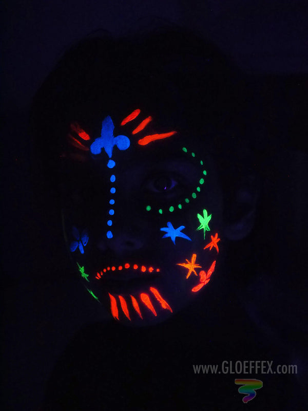 UV Reacting Neon Fluorescent Face and Body Paint - 7 Color Set-GLO Effex